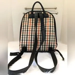 JACK GEORGES?? Backpack Bag Plaid Academia Leather Black Cream, unisex ? Jack Georges Backpack Bag Plaid Academia Leather Black Cream  main image 3